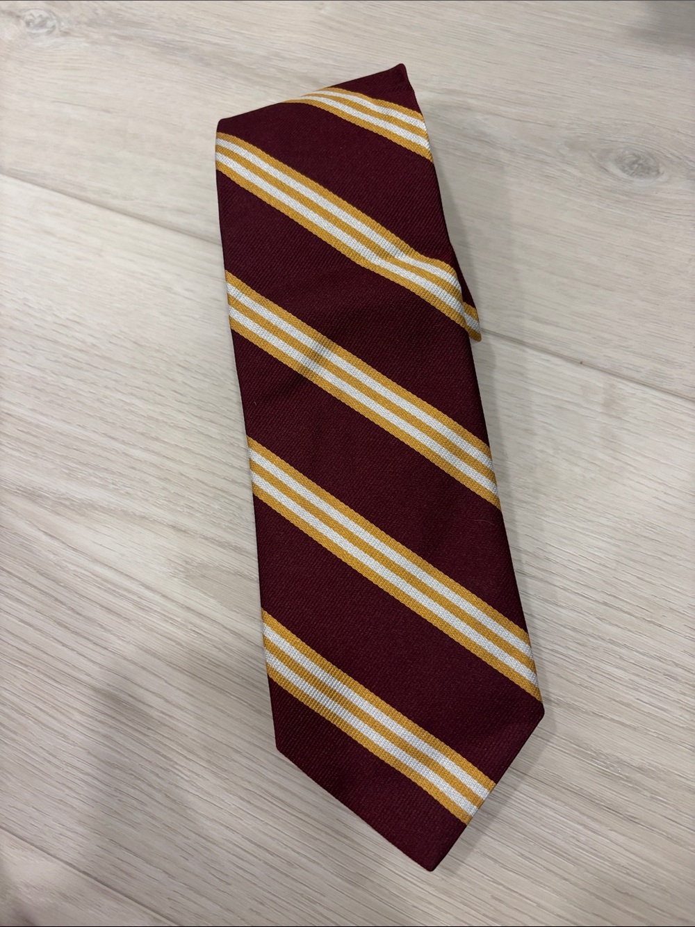 Brooks Brothers Striped Burgundy and Gold Men's Tie - Elegant Dress Accessory